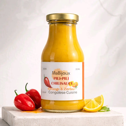 Pili-Pili Chilisauce: Scharf Orange &  Zitrone. Scharf
